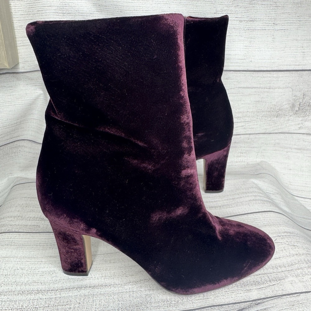 Lauren Ralph Lauren‎ Bridgett Heeled Booties 7 Red Port Wine Velvet  Goth